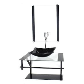 Gabinete De Vidro P/ Banheiro 60cm Cuba Com Torneira Cromada