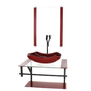 Gabinete De Vidro Para Banheiro 60cm Cuba Com Torneira Preta