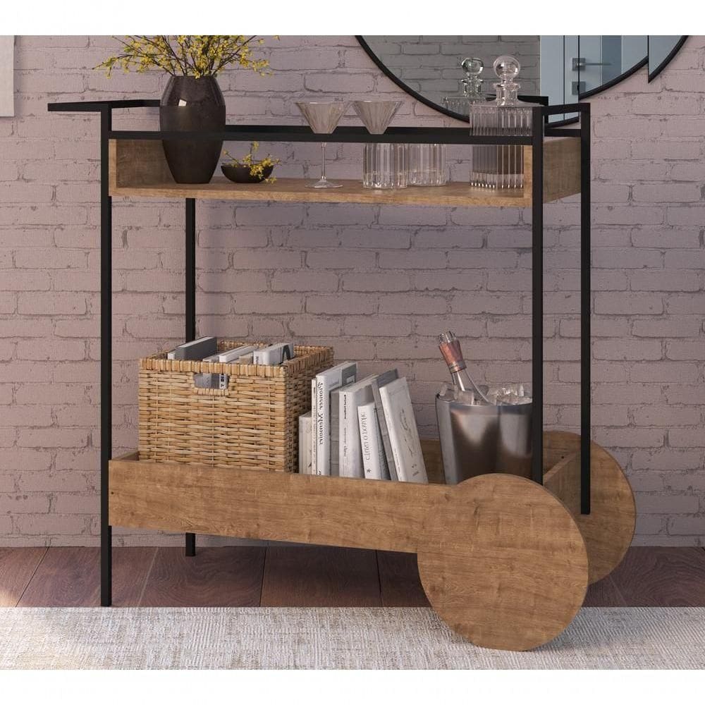 Aparador Bar Com Rodas Vermont Preto Fosco