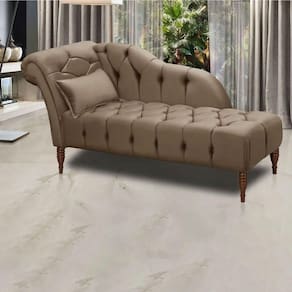 Chaise Longue Divã Montreal Em Madeira De Reflorestamento Veludo 160cm Star Confort Castor