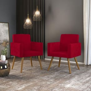 Kit 2 Cadeiras Escritório Poltrona DecorativaVermelha