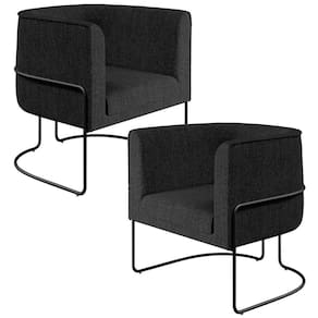 Kit 02 Poltronas Preto Betina D02 Chumbo D-465
