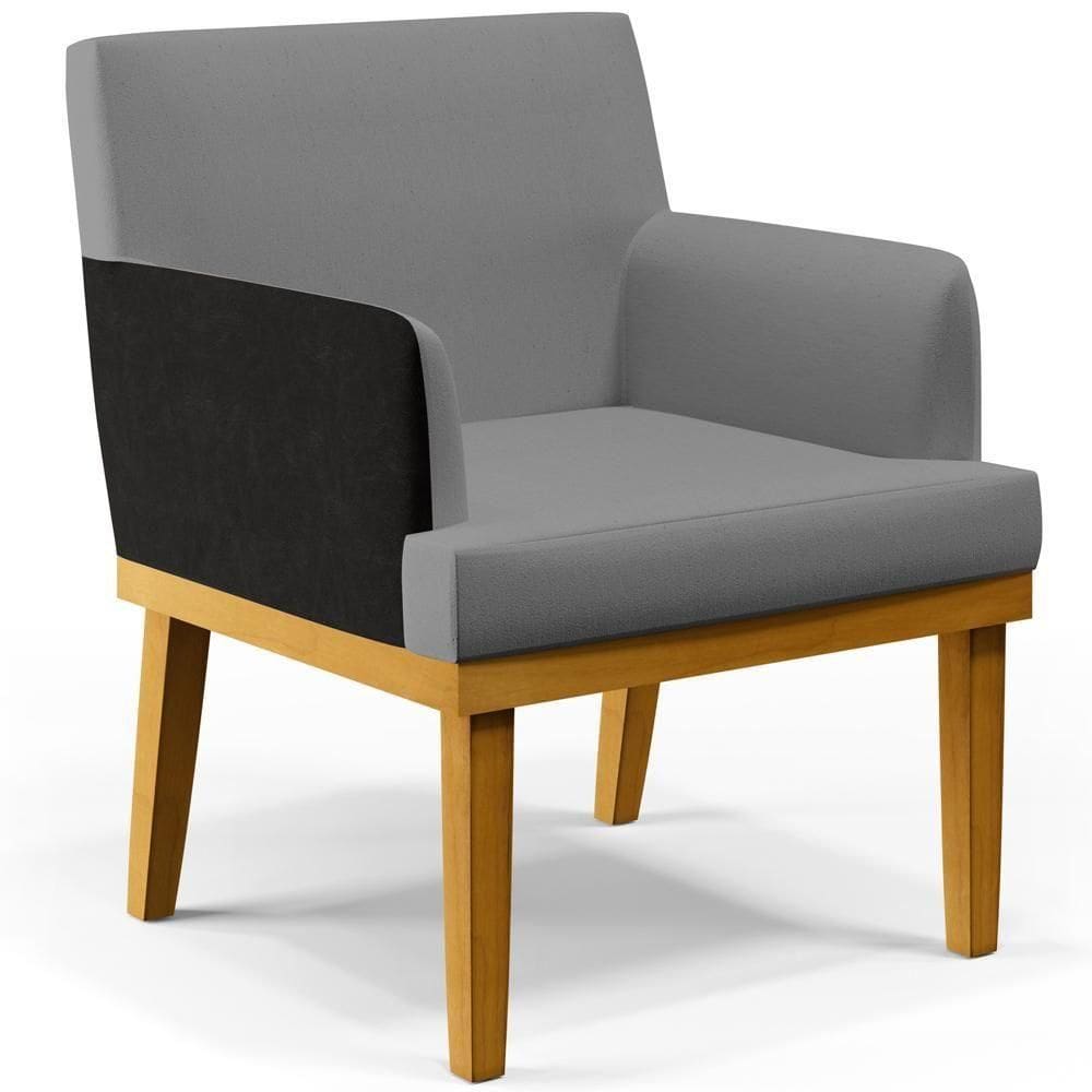 Poltrona Beatriz Linho Cinza Escuro Couríssimo Preto