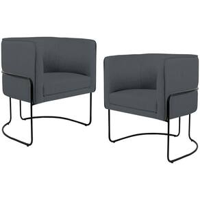 Kit 02 Poltronas Preto Betina D02 Cinza C-03