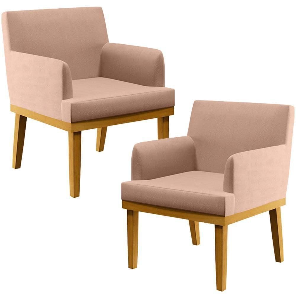 Kit 02 Poltronas Beatriz W01 Linho Rosê