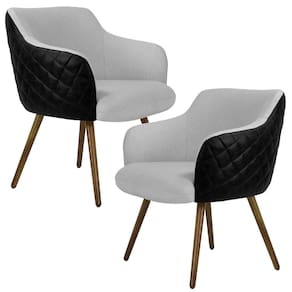 Kit 02 Poltronas Pés Palito Linho Cinza D-315 Corano Preto