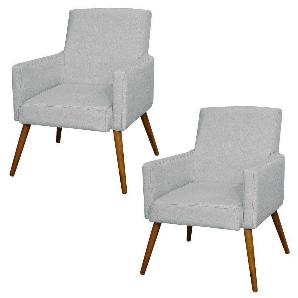 Kit 02 Poltronas Maria Linho Cinza