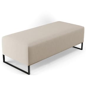 Puff Sala De Estar Bali W01 Base Ferro 120x50 Cm Linho Bege