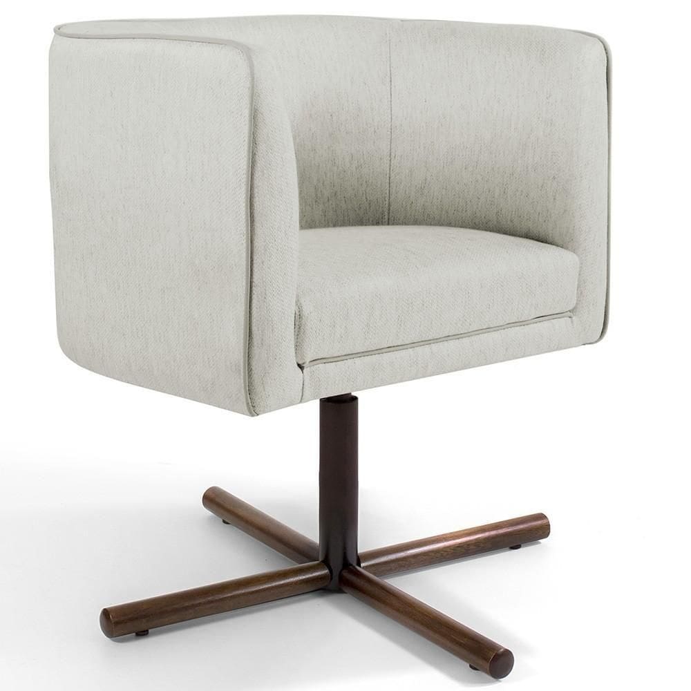 Poltrona Giratória Base X Linho Bege C-107