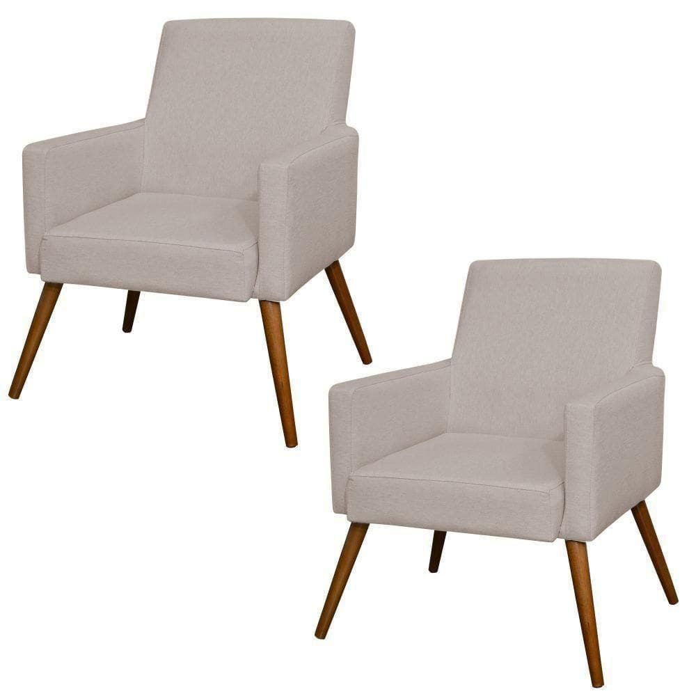 Kit 02 Poltronas Maria W01 Linho Bege