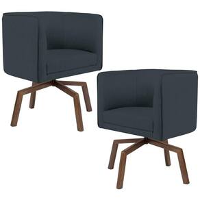 Kit 02 Poltronas Giratória Base Ka Betina D02 Chumbo D-465