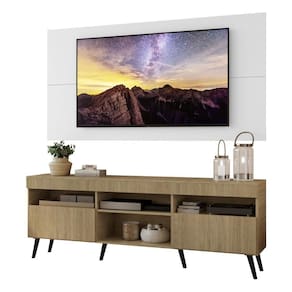 Rack Com Painel Tv 65" Retrô Londres Multimóveis V3337 Branco/Rustic/Preto Branco/Rustic/Preto