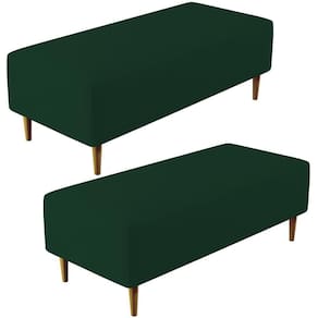 Kit 02 Puffs Bali Pés Palito 120x50 Cm Suede Verde Musgo