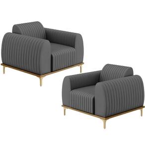 Kit 02 Poltronas E Pés D`Ouro Molino D02 Veludo Cinza C-317