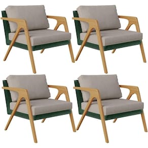 Kit 04 Poltronas Pietra Facto Verde Musgo Linho Bege