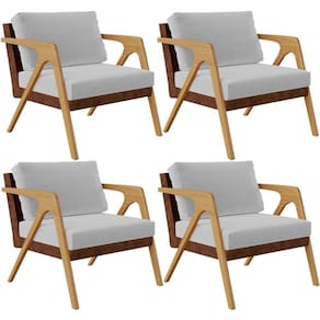 Kit 4 Poltronas Pietra L02 Couríssimo Marrom Linho Cinza