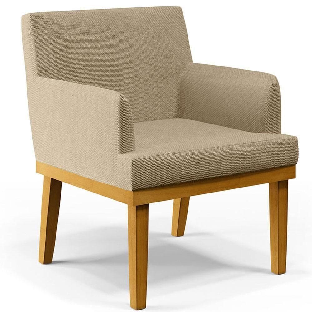 Poltrona Beatriz Linho Bege Escuro