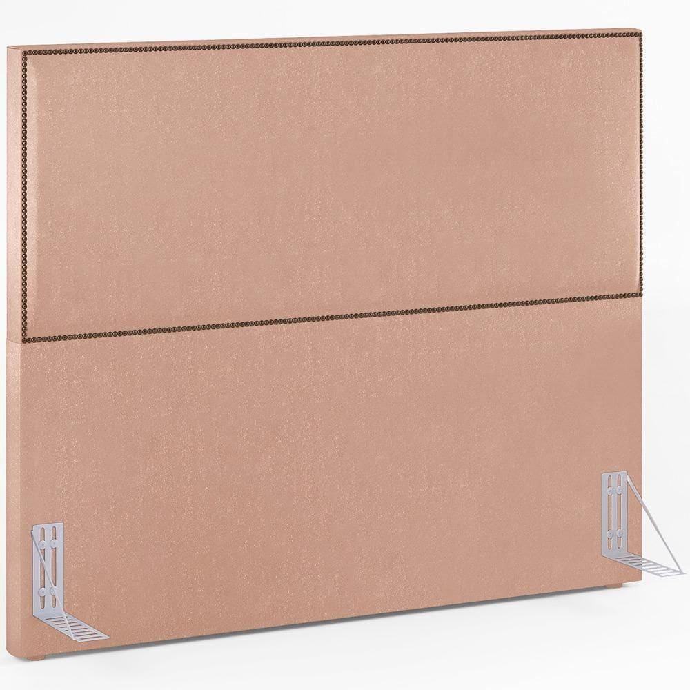 Cabeceira Box Casal King Com Tachas 195 Cm Linho Rosê