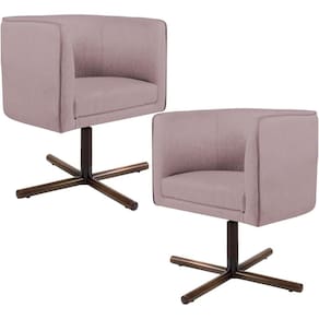Kit 02 Poltronas Giratória Base X Veludo Rosê C-305