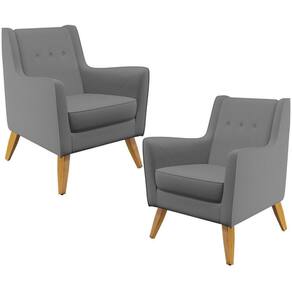 Kit 02 PoltronasTaroba D02 Veludo Cinza C-317