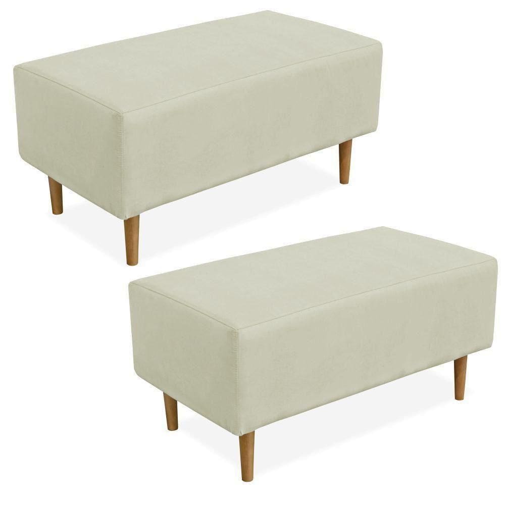 Kit 02 Puffs Cléo W01 Pés Palito 90 Cm Suede Bege