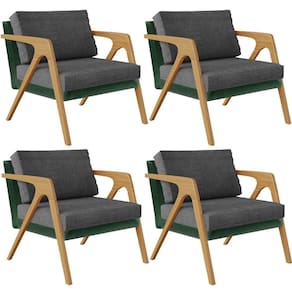 Kit 04 Poltronas Pietra Facto Verde Musgo Linho Cinza Escuro