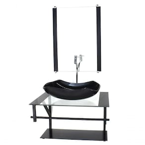 Gabinete De Vidro P/ Banheiro 60cm Cuba Com Torneira Cromada