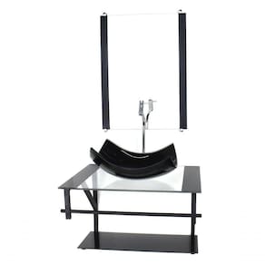 Gabinete De Vidro P/ Banheiro 60cm Cuba Com Torneira Cromada
