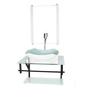 Gabinete De Vidro P/ Banheiro 60cm Cuba Com Torneira Cromada