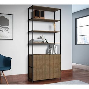 Estante 02 Portas 04 Prateleiras 27805 Vermont Preto Fosco