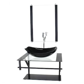 Gabinete De Vidro P/ Banheiro 60cm Cuba Com Torneira Cromada