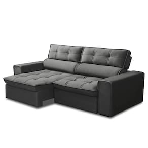Sofá Retrátil Reclinável 3 Lugares 240Cm Blanches F05 Veludo Grafite