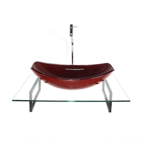 Cuba De Vidro Oval Com Tampo 60cm E Suporte Torneira Valvula