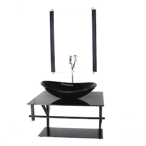 Gabinete de Vidro P/ Banheiro 60cm Cuba Com Torneira Cromada