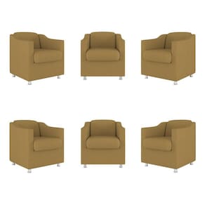 Kit 06 Poltronas Tilla Consultório Recepção Sala Suede Cor:capuccino