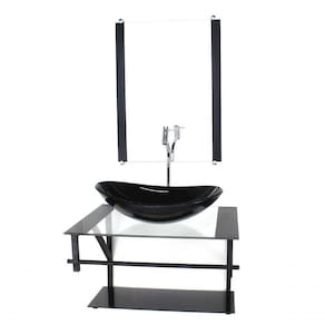 Gabinete De Vidro P/ Banheiro 60cm Cuba Com Torneira Cromada