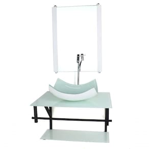 Gabinete De Vidro P/ Banheiro 60cm Cuba Com Torneira Cromada