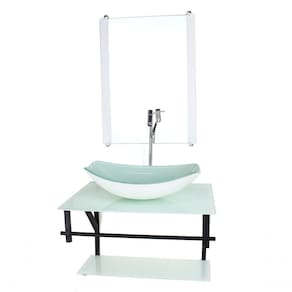 Gabinete De Vidro P/ Banheiro 60cm Cuba Com Torneira Cromada