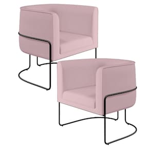 Kit 02 Poltronas Preto Betina D02 Veludo Rosê C-305
