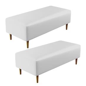 Kit 02 Puffs Bali W01 Pés Palito 120x50 Cm Corano Branco