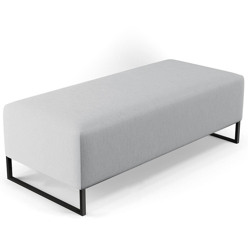 Puff Sala De Estar Pés Base Ferro 120x50 Cm Linho Cinza