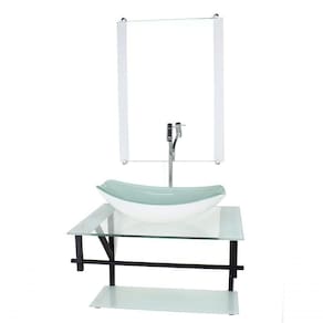 Gabinete De Vidro P/ Banheiro 60cm Cuba Com Torneira Cromada