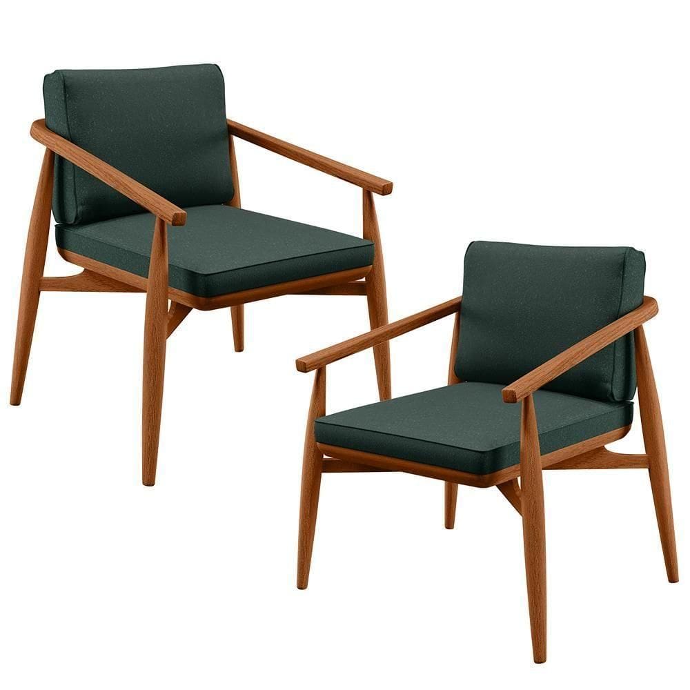 Kit 02 Poltronas Com Cintas De Corano Linho Verde Musgo