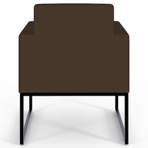 Poltrona Base Fixa De Metal Suede Marrom