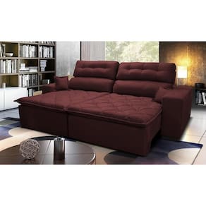 Sofá 2,02m Retrátil E Reclinável Com Molas Cama Inbox Confort Tecido Suede Velusoft Vinho