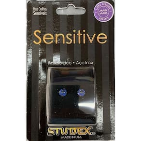 Brinco Studex Sensitive Zodíaco 5Mm Aquário Safira Azul Escu