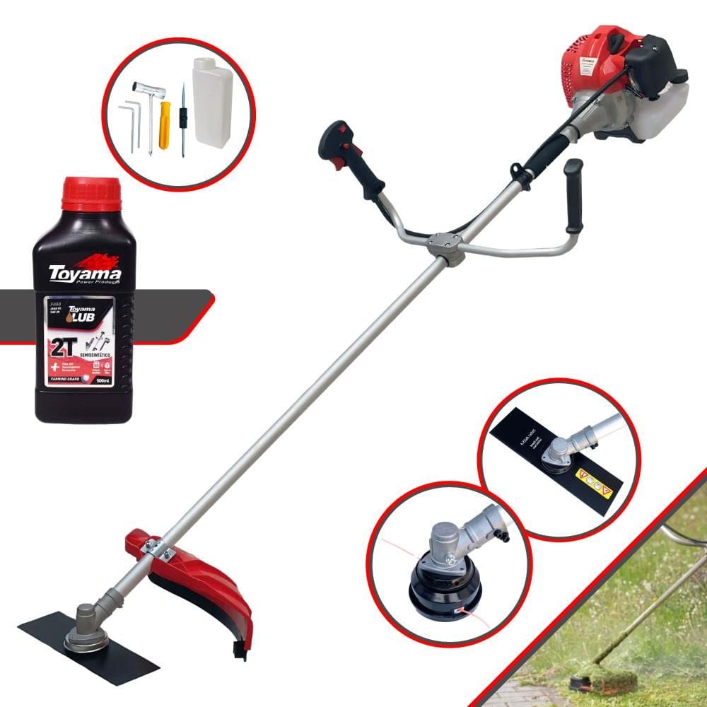 Roçadeira Aparador de Grama Anmax CG430P TB À Gasolina Motor 2T 43cc 2HP 9.000rpm Com Lâmina 2 Pontas e Carretel Nylon + ÓLEO TOYAMA 2 TEMPOS