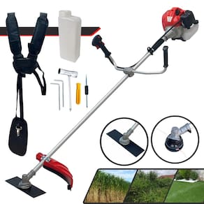 Cortador de Grama Anmax CG520-P TB À Gasolina 2T 52cc 2,2HP 10.000rpm Roçadeira Profissional Lateral Com Lâmina 2 Pontas e Carretel de Nylon