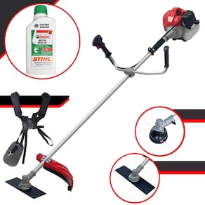 Cortador de Grama À Gasolina Anmax CG520-P TB 52cc 2,2HP Alta Rotação e Performance Roçadeira Com Carretel Nylon e Lâmina 2 Pontas + ÓLEO STIHL 2T
