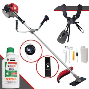 Roçadeira À Gasolina Anmax CG520P TB 52cc 2,2HP de Potência 10.000rpm Alta Performance Com Carretel de Nylon + Lâmina 2 Pontas + ÓLEO STIHL 2 TEMPOS